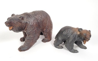 Antique Carved Black Forest Bear and Cub