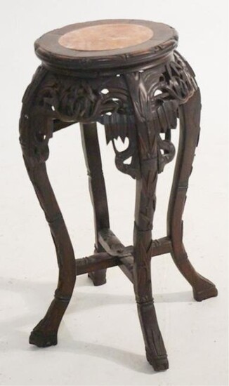 Antique Chinese Carved Hardwood Side Table