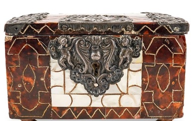 Antique Faux Tortoise, MOP, and Silver Box