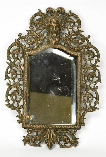 Antique North Wind Face Framed Beveled Mirror