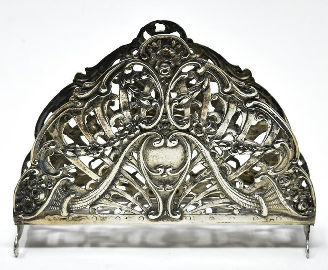 Antique Reticulated 800 Silver Napkin Holder