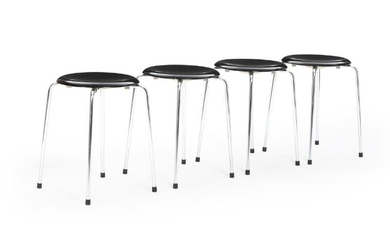 SOLD. Arne Jacobsen: Four stools with chromium-plated steel legs. Manufactured and marked by Fritz Hansen, 1973. (4) – Bruun Rasmussen Auctioneers of Fine Art