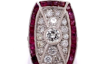 Art Deco Reproduction Diamond and Ruby Ring