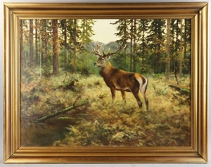 Arthur Tait Deer in the Woods Oil on Canvas