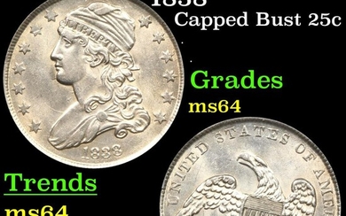***Auction Highlight*** 1838 Capped Bust Quarter 25c Graded Choice Unc By USCG (fc)