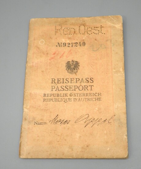 Austrian Travel Certificate Passport of a Jewish Man