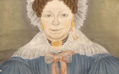 (-), Biedemeier portret van dame ter halve lengte...
