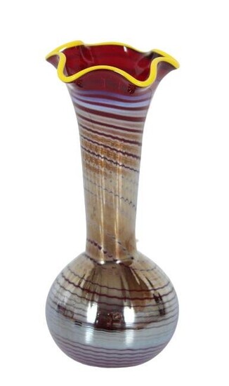 Blown Glass Bud Vase w Fluted Rim