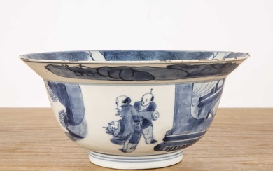 Blue and white bowl Chinese, Kangxi period painted with a...