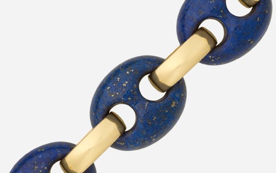 Bracelet en lapis-lazuli et or Serti de grands maillons de marin en lapis-lazuli Or jaune...