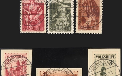 Briefstück/gestempelt - Saargebiet Nr. 161/67 a.7 Briefstück u. 199/205 alle gepr. Hoffmann BPP