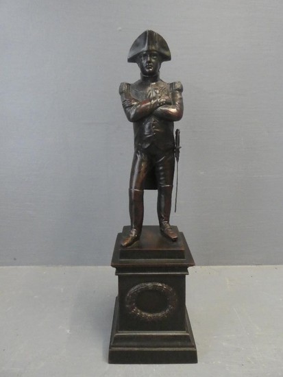 Bronze Napoleon standing arms folded on a square plynth base...