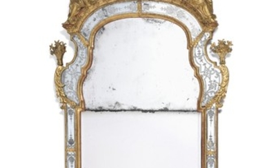 Burchard Precht, attributed: A Swedish Baroque portal shaped mirror. Stockholm, early 18th century.