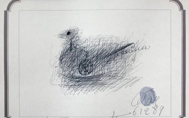 CESAR BALDACCINI (1921-1998) L’Oiseau Dessin au stylo à bille, signé, empreinte du pouce et daté...