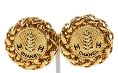 CHANEL COCO Mark Earrings Logo Vintage Gold Plated Made in France 1988 23 Approx. 50.0g Women's