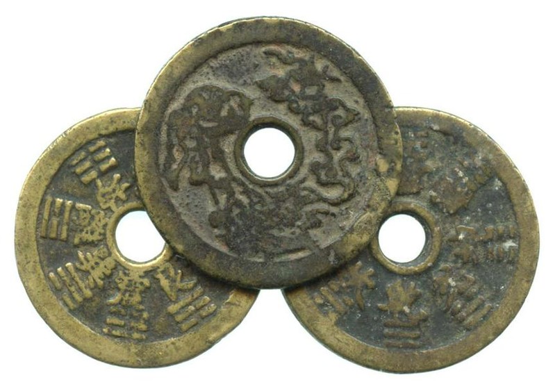 CHINA Qing, Charms coins, with Ba-Gua &12-Zodiac design