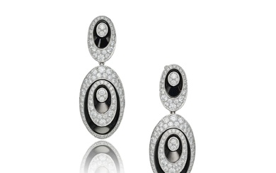 Cartier Pair of Diamond and Ceramic 'Hypnose' Pendant-Earclips, France