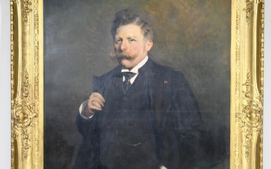 Charles Joseph Watelet (1867-1954), hst figurant un portrait d'homme , sbg, (126x91cm), cadre en bois...