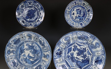 China, a small collection of 'kraak' porcelain dishes, Wanli period (1573-1619)