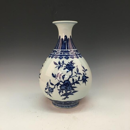 Chinese Blue-White Vase, Yongzheng Mark