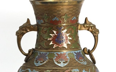 Chinese Cloisonne on Bronze Vase