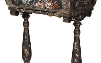 Chinese Lacquered Mother of Pearl Inlaid Sewing Table