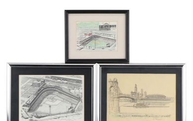 Cincinnati Cityscape Prints Including Paul Blackwell Lithograph