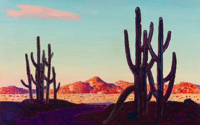 Conrad Buff (1886-1975) Desert Landscape with Cactus 24 x 35...