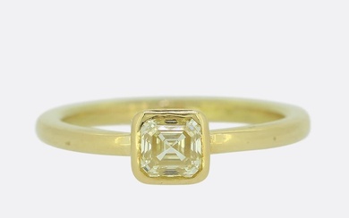 Contemporary 0.46 Carat Asscher Cut Yellow Diamond Ring