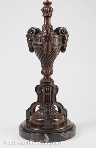 Continental Carved Walnut Lamp