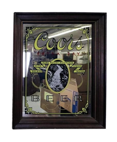 Coors Bar Sign Advertising Framed Barware Mirror