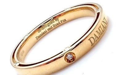 Damiani Brad Pitt 18k Yellow Gold Diamond 3mm Band Ring Sz 10.5