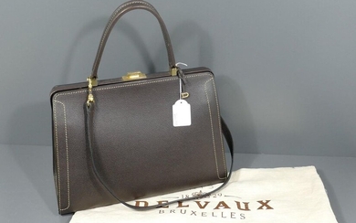 Delvaux dark brown leather bag with cover, mint condition