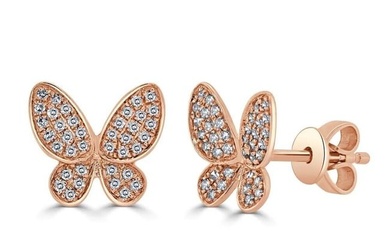 Diamond Butterfly Stud Earrings in 14K Rose Gold (0.20 CTW)