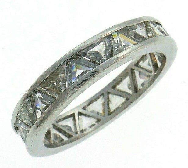 Diamond Platinum Eternity BAND Ring Size 5.75 Triangle
