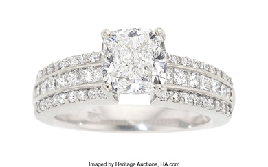 Diamond, White Gold Ring Stones: Cushion-cut diamond weighing 2.03...