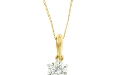 Diamond single-stone pendant, with chain