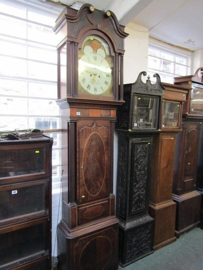EARLY 19th CENTURY 8 DAY LONG CASE CLOCK, painted break arch...