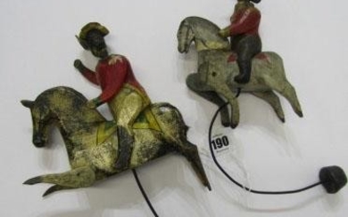 EARLY TOYS, 2 early 19th Century painted balancing toys...
