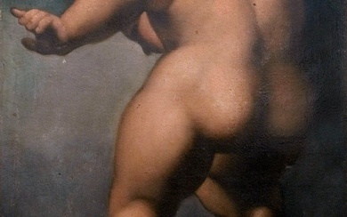 École italienne du XVIIe siècle. "Putto". Huile sur toile. La peinture présente des pertes. Dimensions...