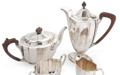 Edinburgh - A George VI silver 3-piece tea set with one addition