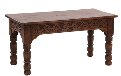 (-), Oak side table with volute-shaped stitching, 40.5...