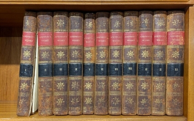 Eleven volumes of "The works of Samuel Johnson with an essay of his life and genius" by Arthur Murphy (volume X missing).