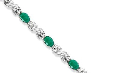 Emerald and Diamond XOXO Link Bracelet in 14k White Gold 6.65ctw