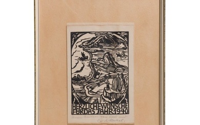 Erich Heckel (Döbeln 1883 - 1970 Radolfzell), a woodcut "Coast", 1939