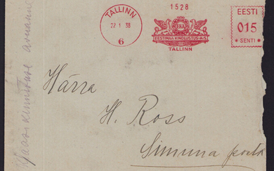 Estonia Tallinn - Simuna envelope 1938