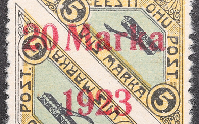 Estonia air mail stamp with 20 Marka 1923 overprint on 5 Marka