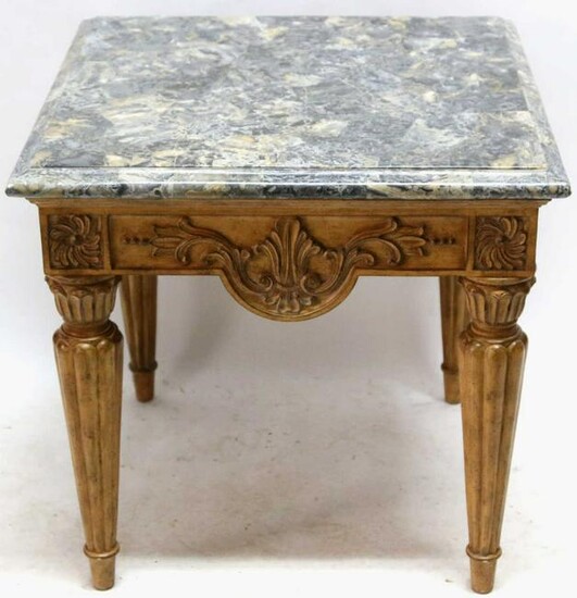 FINE MODERN FRENCH CARVED MARBLE TOP SIDE TABLE