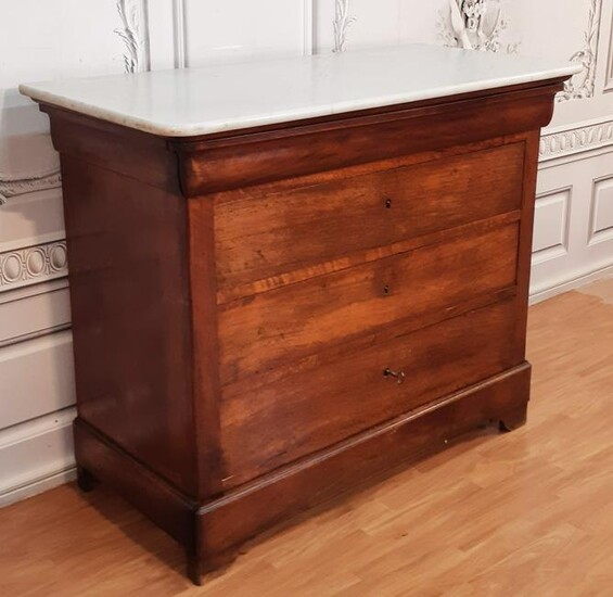 FRENCH LOUIS PHILIPPE WALNUT MTOP COMMODE