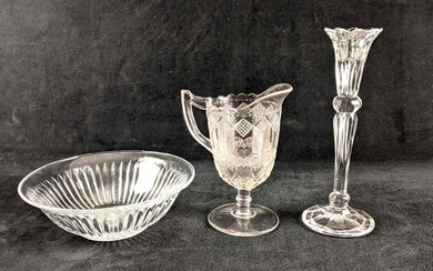 Fancy Glass Bowl, Candle Holder and Creamer Cup